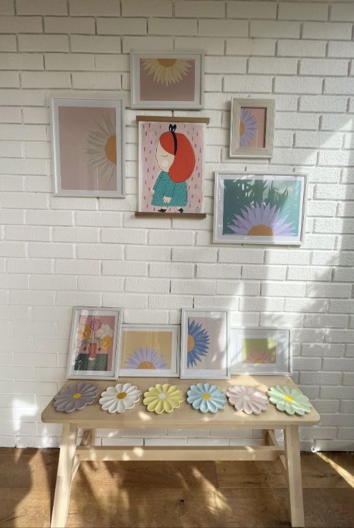 Print - Mauve Delight. Blue flower with neutral backdrop