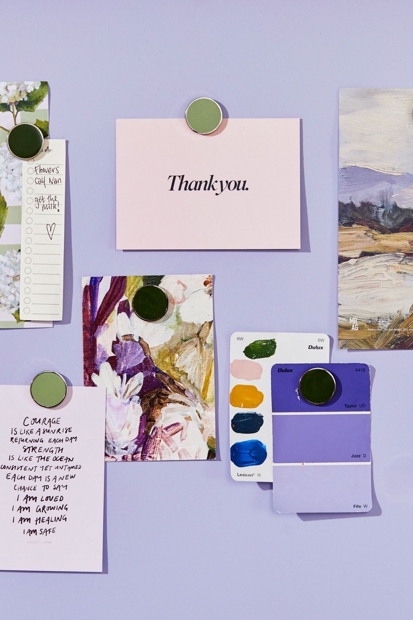 Buttons Magnetic little buttons to hang up your favourite artwork or to do list! Available in 12 colours