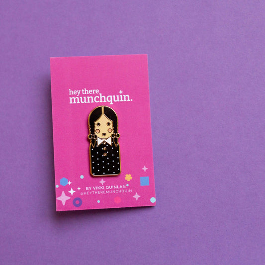Wednesday inspired cute hard enamel pin