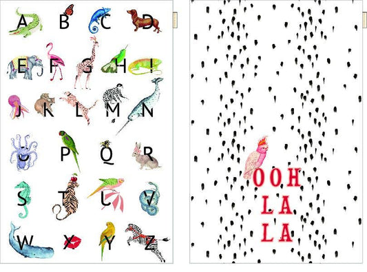 Set of 2 Tea Towels Alphabet and Ooh La La