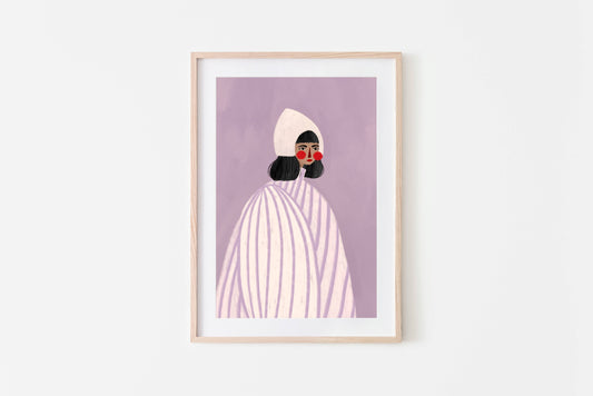The Woman With The White Hat - Art Print