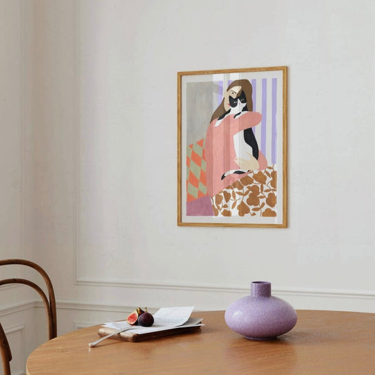 Woman & Cat Print